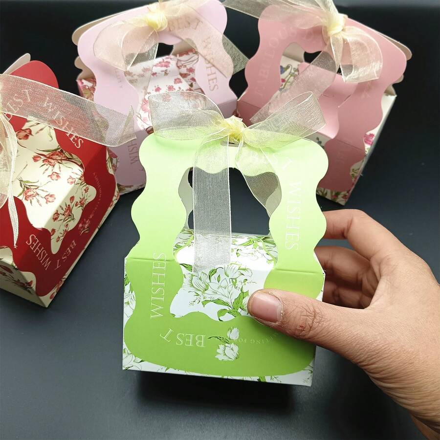 10 cái Hộp Quà Với Đầy màu sắc Mẫu , Nọn nhẹ Và Đẹp , Thích hợp Đối với Cookie Và Kẹo , Với Ruy băng Cho đám cưới , Buổi tiệc Và Thu thập - Màu xanh Bạc hà - Xem 1