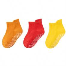 3對/組,春/夏季兒童襪子,男女兼用實色船型襪適用於嬰幼兒,派對,家居和日常穿戴的簡潔優雅風格 - 橘色 - 查看 1