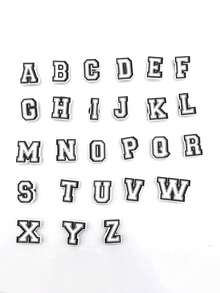 Single Letter Accessory, Fashionable & Cute Bracelet, Charm Or Other Mix & Match Decorations (Handmade, May Have Minor Glue Residue Or Defects On The Back That Do Not Affect Normal Use) - Black and White - View 2