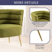 HOMEFUN Accent Chair Leisure Single Chair With Golden Feet - Olive Green - View 2