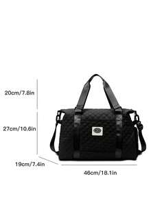 黑色週末旅行袋,大容量可折疊多功能旅行袋帶有多個手把,可手提、肩背或斜跨,適用於男性、女性和各種戶外活動,如短期或長期旅行、游泳、健身、徒步旅行、收納、每日通勤、住院和洗衣收納旅行袋、旅行套裝、旅行用品、旅行組織者、旅行必備品、旅行配件 - 黑色 - 查看 3