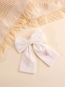 1入精緻刺繡芭蕾女孩白色蝴蝶結髮夾,適合兒童 - 彩色 - 查看 1
