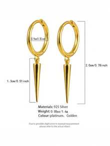 一對925純銀耳環,金屬風格優雅時尚鉚釘圓錐扣耳環,適合男孩和女孩日常穿著,作為生日禮物 - 女士時尚耳環 - 查看 7