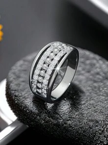 1pc Fashionable Ring With Cubic Zirconia Stone Decor, Elegant Style, Perfect Gift For Mom And Couple, Suitable For Party And Wedding - 1451 - View 1