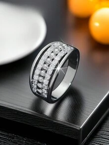 1pc Fashionable Ring With Cubic Zirconia Stone Decor, Elegant Style, Perfect Gift For Mom And Couple, Suitable For Party And Wedding - 1451 - View 4
