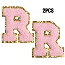 2pcs Ladies Golden Edge 4 Colors English Letters Hot Melt Glue Ironing Wool Embroidery Patches Decorate Bags And Clothes