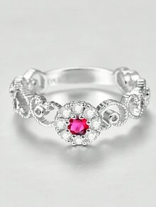 1枚時尚創意全配雪花&圓環形鋯石戒指,適用於女性情人節周年紀念禮物 - 0435 - 查看 4