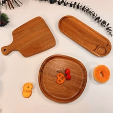 1個相思木托盤,適用於家庭、咖啡館、餐廳、烘焙店等用於麵包、牛奶、咖啡、小吃、蛋糕和甜點等。多功能紋理托盤 - 黃色 - 查看 4