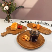 1個相思木托盤,適用於家庭、咖啡館、餐廳、烘焙店等用於麵包、牛奶、咖啡、小吃、蛋糕和甜點等。多功能紋理托盤 - 黃色 - 查看 9