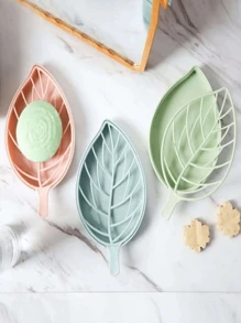 1 pieza Caja de jabón con forma de hoja y zanahoria, decoración del hogar y del baño de color aleatorio para el otoño y el regreso a la escuela