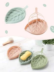 1 pieza Caja de jabón con forma de hoja y zanahoria, decoración del hogar y del baño de color aleatorio para el otoño y el regreso a la escuela