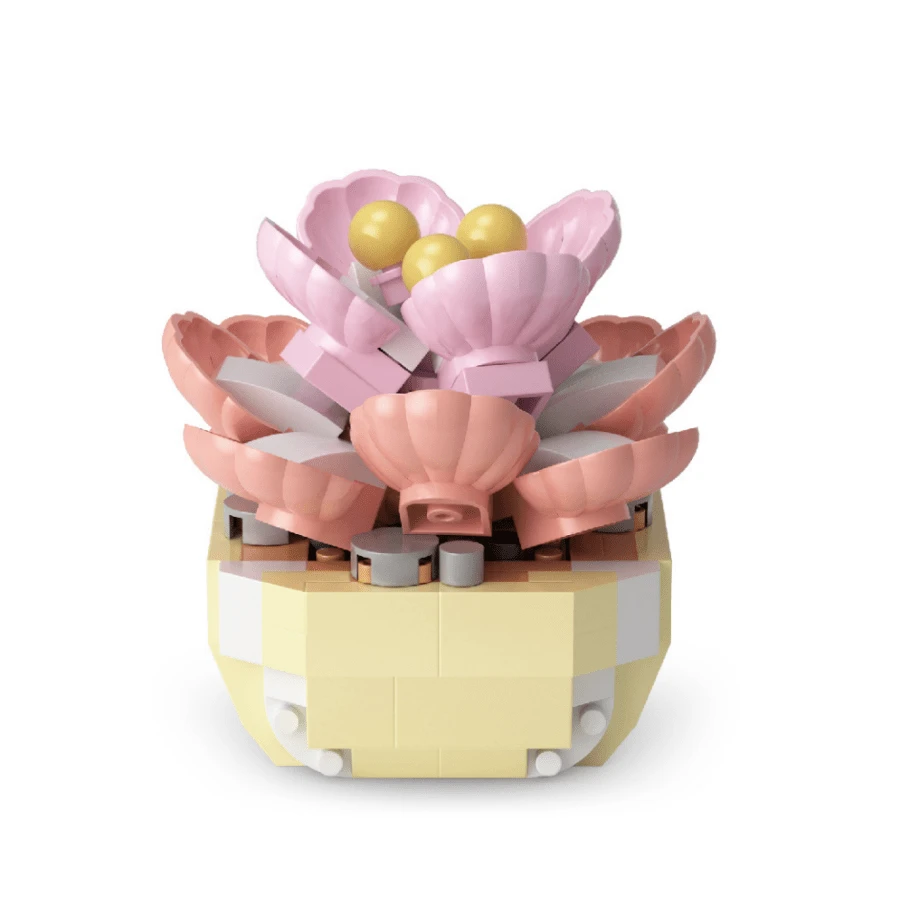 一組迷你多肉仙人掌diy積木玩具套件,適合開學、新年、復活節、情人節、生日等禮物和家飾,完美打造藝術貼心客廳裝飾 - 彩色 - 查看 1