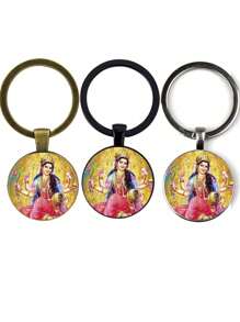 3pcs/Set Thai God Print Creative Gift For Teacher's Day, Friends And Family, Black, Antique Bronze And Silver Colors - Multicolor - View 15