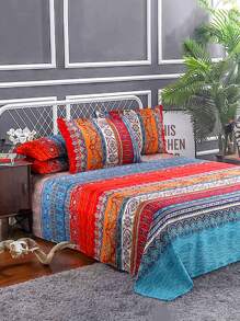 4pcs Geometric Pattern Sheet Set, 1pc Flat Sheet And 1pc Fitted Sheet And 2pcs Pillow Case, Pillow Insert Not Include, Modern Bed Sheet Set, For Bedroom