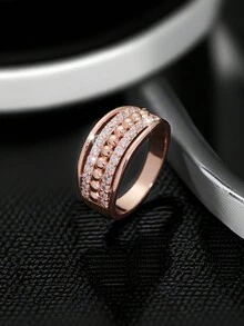 1pc Fashionable Ring With Cubic Zirconia Stone Decor, Elegant Style, Perfect Gift For Mom And Couple, Suitable For Party And Wedding - 1451 - View 7