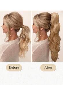Blonde Claw Ponytail Extension Hair Accessories 22 Inch Long Natural Wave Heat Resistant Fiber Synthetic Ponytail Wig For Women Daily Use - Gold - View 7