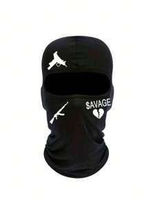 男女戶外騎行防曬防塵帽,炫酷印花騎行全覆蓋帽 - 黑色 - 查看 4