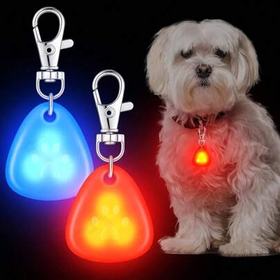 1pc Random Color LED Pet Pendant Collar, Waterproof Dog Collar Light For Outdoor Walking, Silicone LED Dog Collar Dog Tag Light For Night, Battery Included