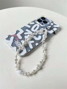 Correa Para Celular Blanca De Perlas Falsas, Accesorio De Colgante Con Cuentas De Moda En Estilo Europeo Y Americano, Correa De Muñeca Corta Para Bolso O Teléfono - Blanco - Ver 4