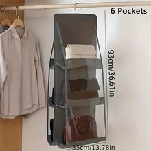 1個8袋掛式手提包組織架,透明掛式架掛袋收納架,用於餐廳/旅館/商業保管包,節省儲物空間 - 黑與白 - 查看 4