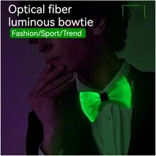 1入組多色燈光led發光蝴蝶領結,可充電閃爍發光蝴蝶領結,光纖服裝用於狂歡派對禮物 - 黑色 - 查看 1