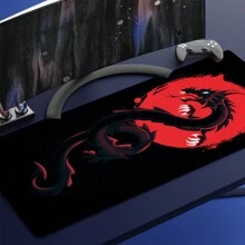 龍紋滑鼠墊電競辦公室墊滑鼠墊輕量級遊戲房間配件桌墊藝術鍵盤墊900x400 Mausepad公司 - 彩色 - 查看 1
