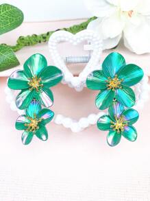 2024新款清新简约清澈甜美优雅极简风雏菊耳环女士 - 軍綠色 - 查看 6