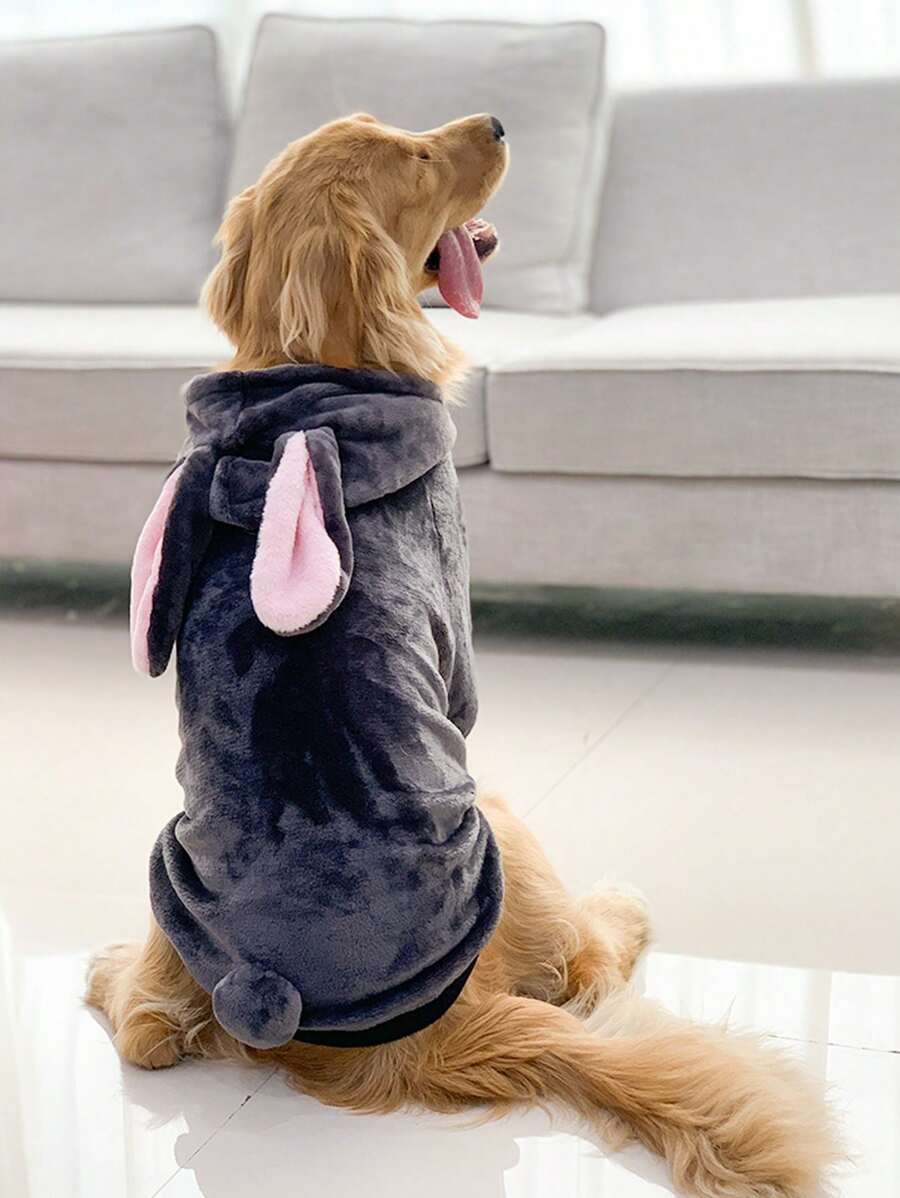 Rabbit Ear Decor Pet Hoodie - Grey - View 1