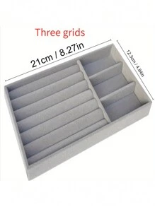 1 件/4 件可堆叠天鹅绒珠宝托盘，抽屉式珠宝收纳展示托盘全天鹅绒，耳环项链手链戒指收纳盒，（灰色） - 灰色 - 查看 8