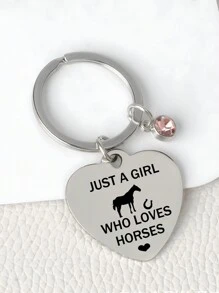 1pc/2pcs Personalized Stainless Steel Horse Design Keychain Gift For Friends, Bffs, Horse Lovers, Engraved Names Or Messages Reminder Accessories - Silver - View 8