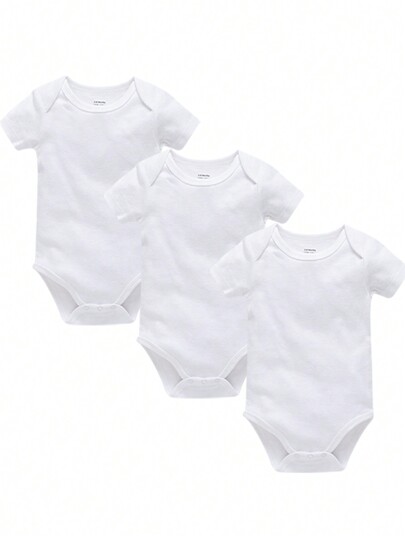 Set di 3 pezzi Tutina a maniche corte monocolore per bambino