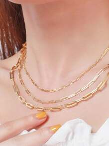 FOREVER QUEEN 925 Sterling Silver Paperclip Chain Necklace Minimalist Necklace Simple Long Chunky Link Necklace Jewelry Gift For Women Girls Holiday