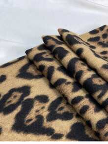 1入女款豹紋印花流蘇cashmere-like防風披肩,圍巾,秋冬印花超大斗篷,歐美頸飾 - 彩色 - 查看 4