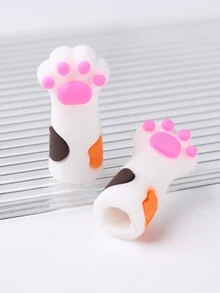 2入組可愛卡通白貓爪子矽膠鉗套保護套指甲修護修腳工具剪刀毛邊刀死皮鉗蓋 - 白色 - 查看 5