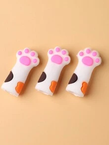 2入組可愛卡通白貓爪子矽膠鉗套保護套指甲修護修腳工具剪刀毛邊刀死皮鉗蓋 - 白色 - 查看 2