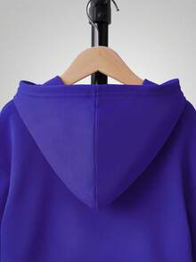 青少年男孩恐龍&字母印花連帽長袖運動衫和運動褲套裝,2入組 - 藍色 - 查看 3