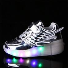 Chiếu sáng Giường đôi tiêu chuẩn Bánh xe Giày thể thao Đối với Trẻ em , Giày Trượt patin Với Có thể thu vào Ẩn giấu Bánh xe , Đi dạo Và Giày thể thao chạy bộ - Bạc - Xem 3