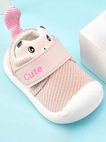1 双卡通印花平底休闲运动鞋适合婴儿男孩和女孩的春秋季节 - 粉色 - 查看 5