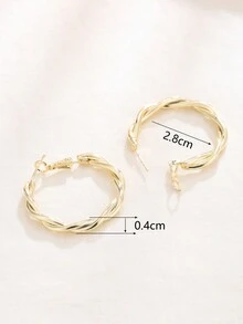 New Minimalist Round 14k Gold Plated Smooth Hoop Earrings - Gold - View 5