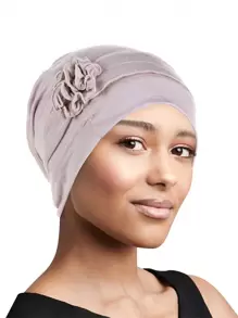 1pc Women's Solid/Colorful Turban Cap With Twist Detail For Hijab Styling - Dark Beige - View 1