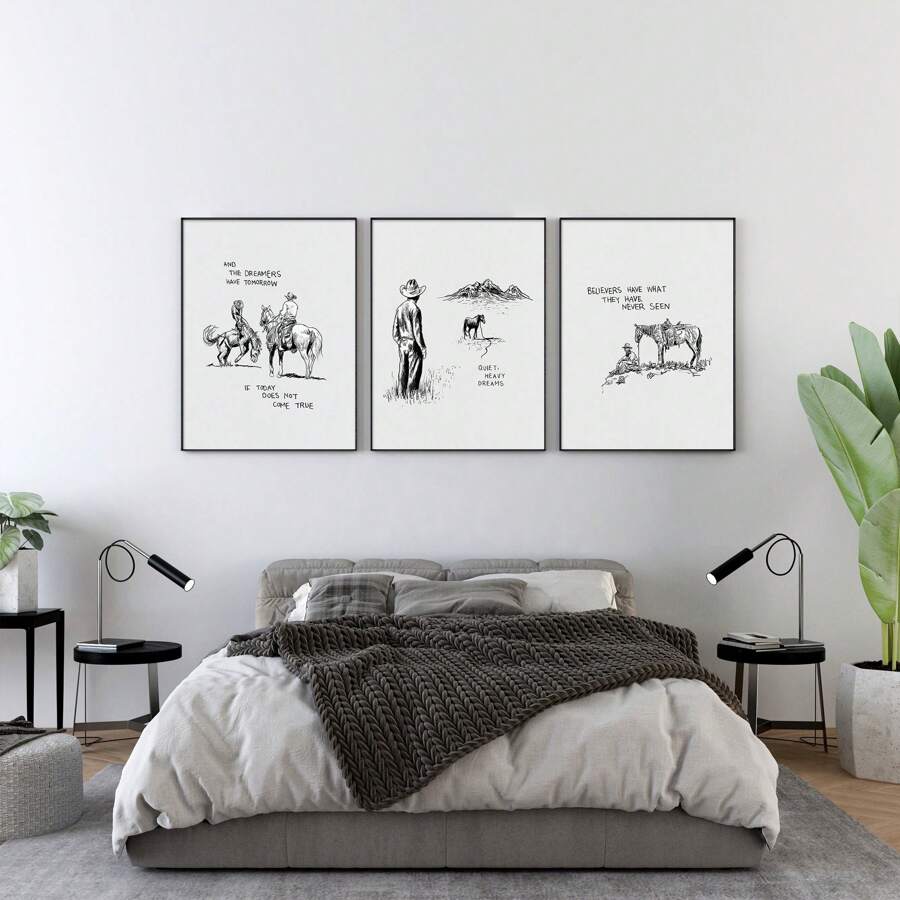 Bộ Của 3 tranh sơn dầu Tập ảnh Nghệ thuật , Gỉản lược Đen & Trắng Treo tranh , Quốc gia Âm nhạc Treo tranh , Che phủ Nhà  Trang trí , Phương Tây Treo tranh , Khung trang trí 15.7x23.6 Inch - Nhiều màu - Xem 1