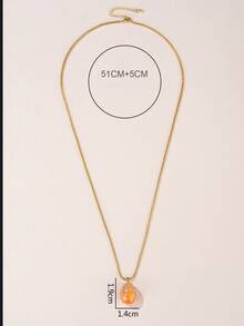 1個人工滴油蛋型吊墜項鍊,適用於女性 - 橘色 - 查看 4