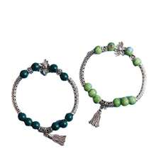 1入組2024年新款蓮花、彎管和流蘇的陶瓷珠手鏈,中性節慶禮物 - 漢苑星 - 查看 4