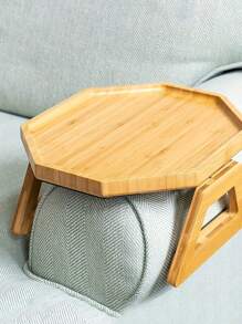 1PC Bamboo Sofa Arm Tray Table, Portable Couch Arm Table Armrest Tray, Sofa Arm Clip Table For Small Spaces, Stable Couch Tray For Eating/Drinks/Phone/Remote - Apricot - View 1