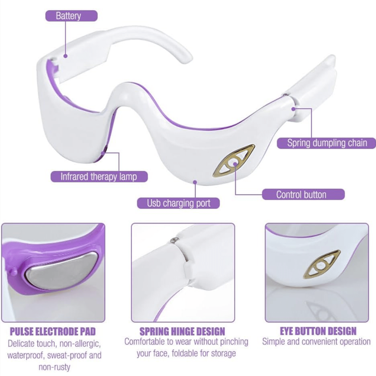 1PC Eye Massage Device USB Charging Electric Eye Bag Heat Pack Eye