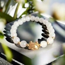 2024 Year Of The Dragon Mascot Bracelet, Unisex Dragon-Shaped Wealth And Good Luck Bracelet - White - View 1