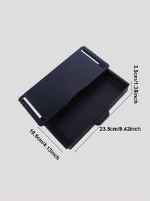 1pc Adhesive Drawer Storage Organizer Box For Stationery, With Dustproof Cover, Invisible Design, Suitable For Household/Office Desktop - Black - View 2