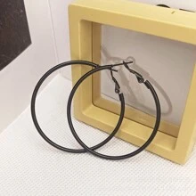 1對金/銀/黑色圓環耳環【不褪色和低敏感度】鈦鋼保持顏色的極簡圓形和亮面耳環,時尚設計 - 黑色 - 查看 7