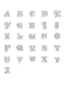 FOREVER QUEEN 1 件 925 纯银 A~Z 字母吊饰 26 颗字母珠子适合手链项链 - 銀色 - 查看 9