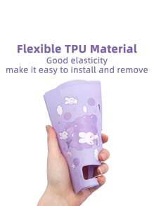 Funda protectora con soporte compatible con Switch, con estampado de conejo y uvas - Morado - Ver 3